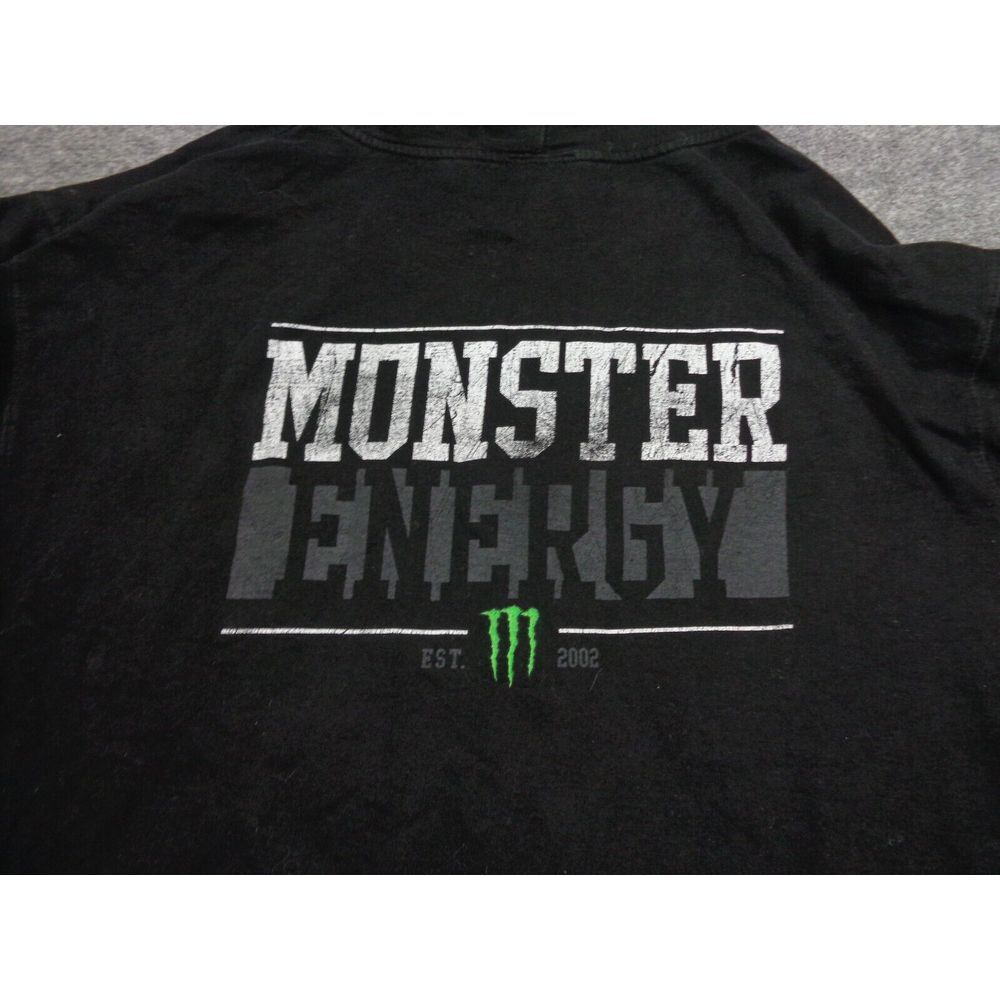 Monster Energy Hoodie Mens Black Fleece Logo Full Zip Sweater‎ Y2K Grunge Skater